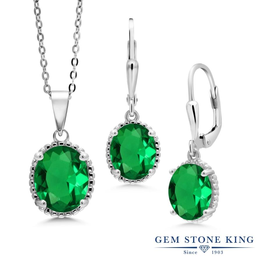 ナノ エメラルド ネックレス ピアス セット レディース