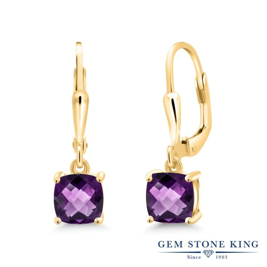 天然 アメジスト ピアス レディース イエローゴールド 加工 天然石 2月 誕生石 お守り 誕生日プレゼント 女性 アレルギー対応 ブランド