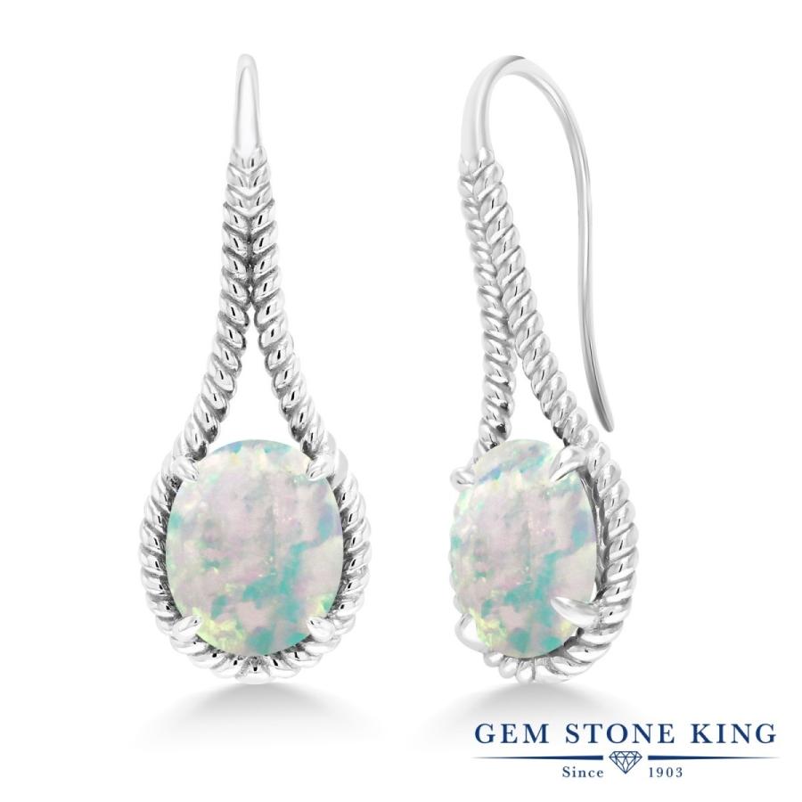 シミュレイテッド ホワイトオパール ピアス レディース 10月 誕生石 お守り 誕生日プレゼント 女性 アレルギー対応 ブランド 揺れる