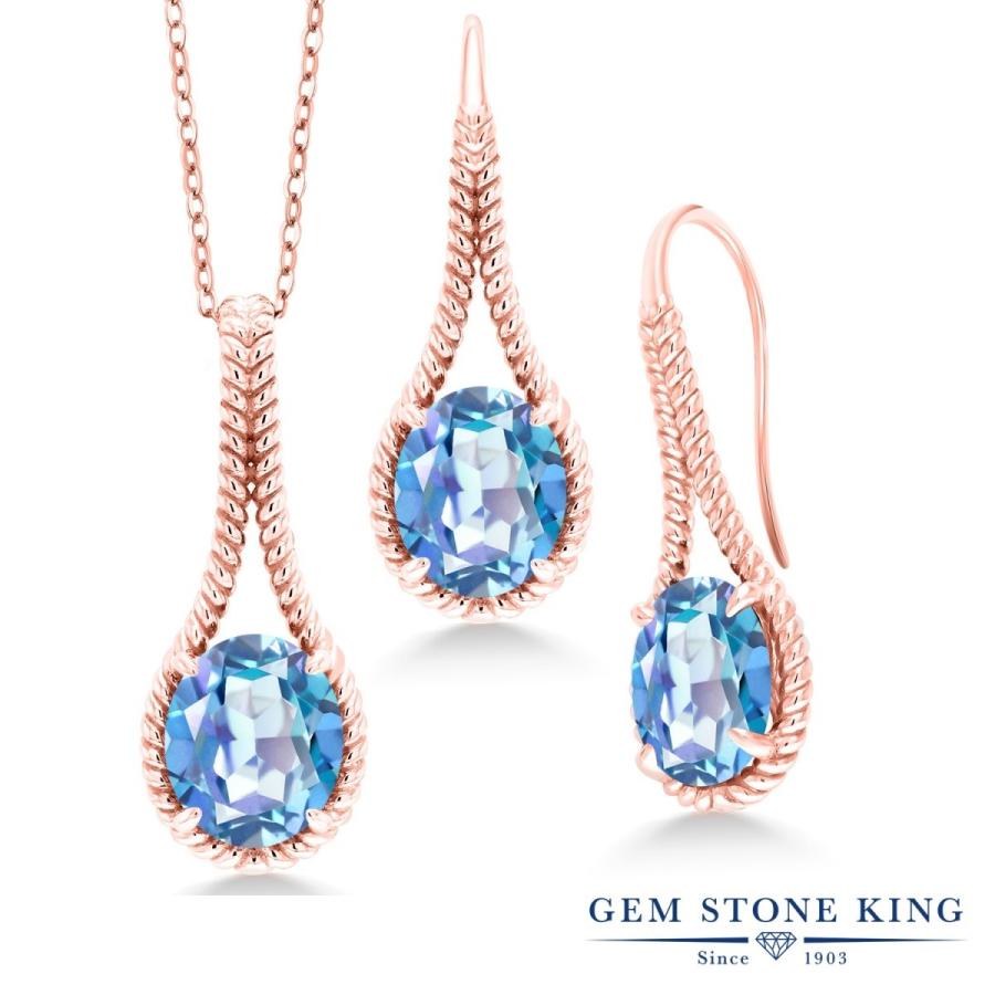 天然 ミスティック クオーツ ネックレス ピアス セット レディース ピンクゴールド 加工 天然石 お守り