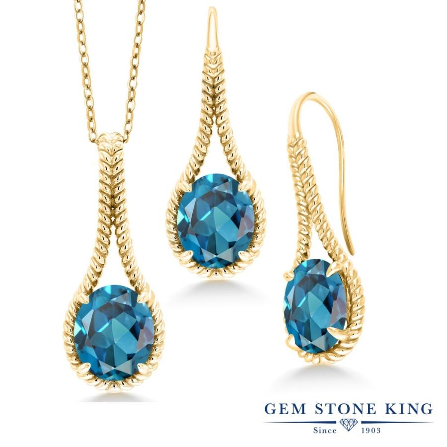 激安ブランド セット レディース 誕生石 11月 天然石 加工 イエローゴールド レディース セット ピアス ネックレス ロンドンブルートパーズ 天然 ブランド 人気 ロンドンブルートパーズ レディースアクセサリー