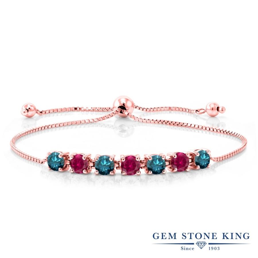 天然 ブルーダイヤモンド ブレスレット レディース 合成ルビー ピンクゴールド 加工 小粒 華奢 細身 天然石 4月 誕生石 プレゼント 女性 嫁 誕生日 Khabarbani Com