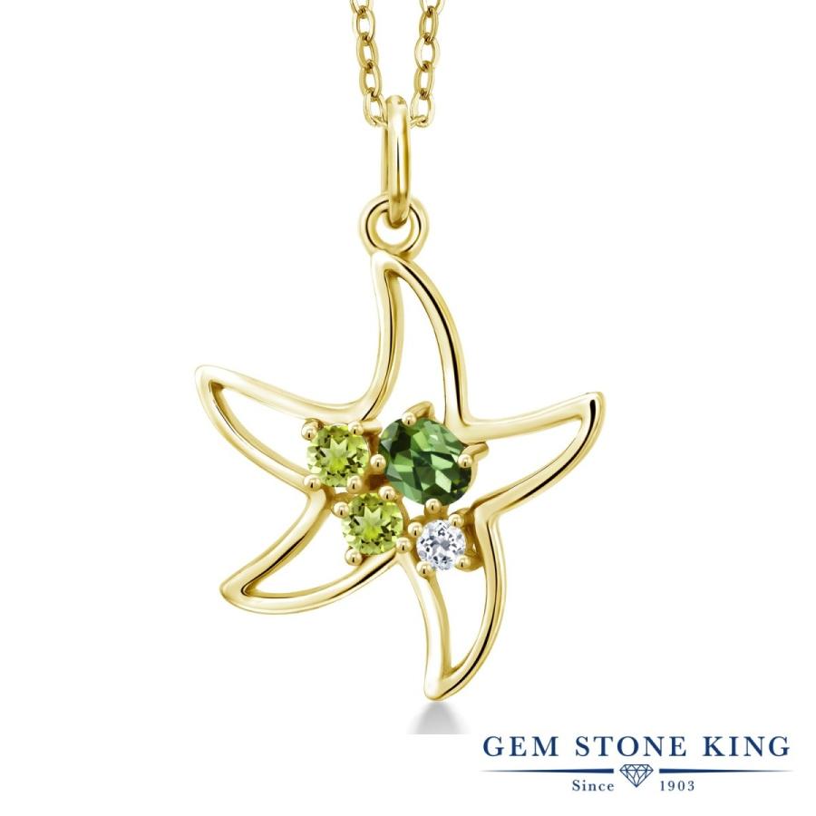 天然 グリーントルマリン ネックレス レディース イエローゴールド 加工 天然石 10月 誕生石 お守り 誕生日プレゼント 女性 ブランド
