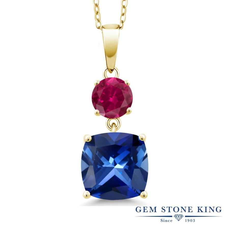 シンセティック サファイア ネックレス レディース イエローゴールド 加工 9月 誕生石 お守り 誕生日プレゼント 女性 ブランド