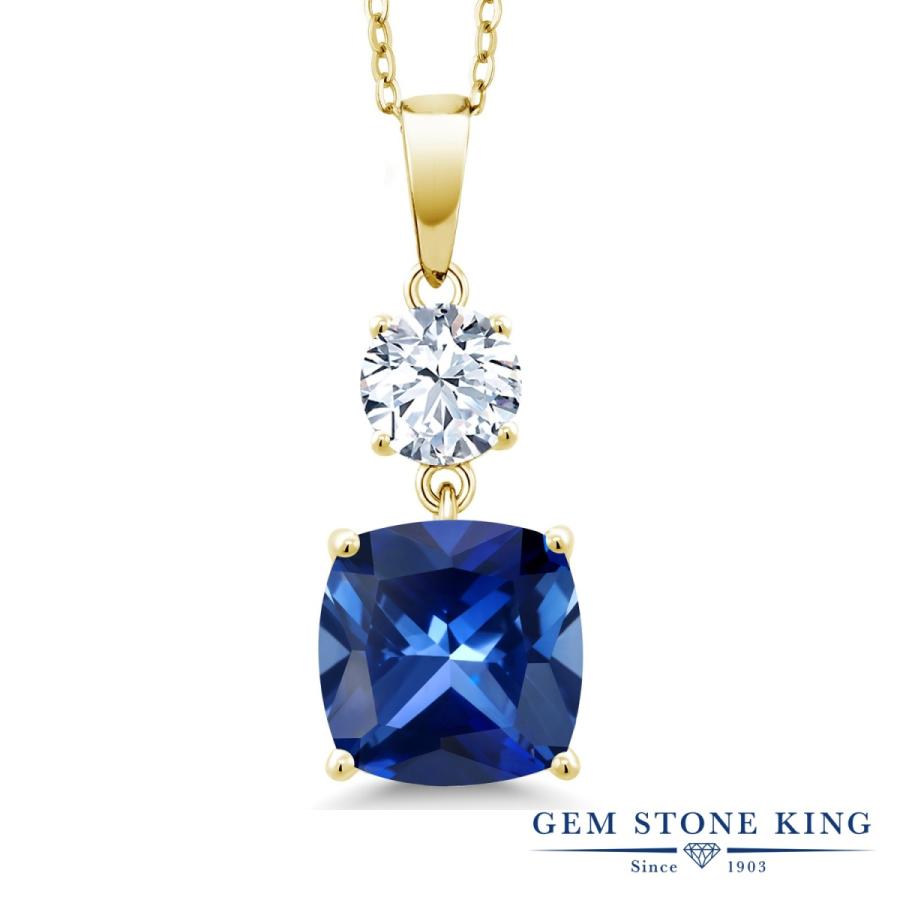 シンセティック サファイア ネックレス レディース イエローゴールド 加工 9月 誕生石 お守り 誕生日プレゼント 女性 ブランド