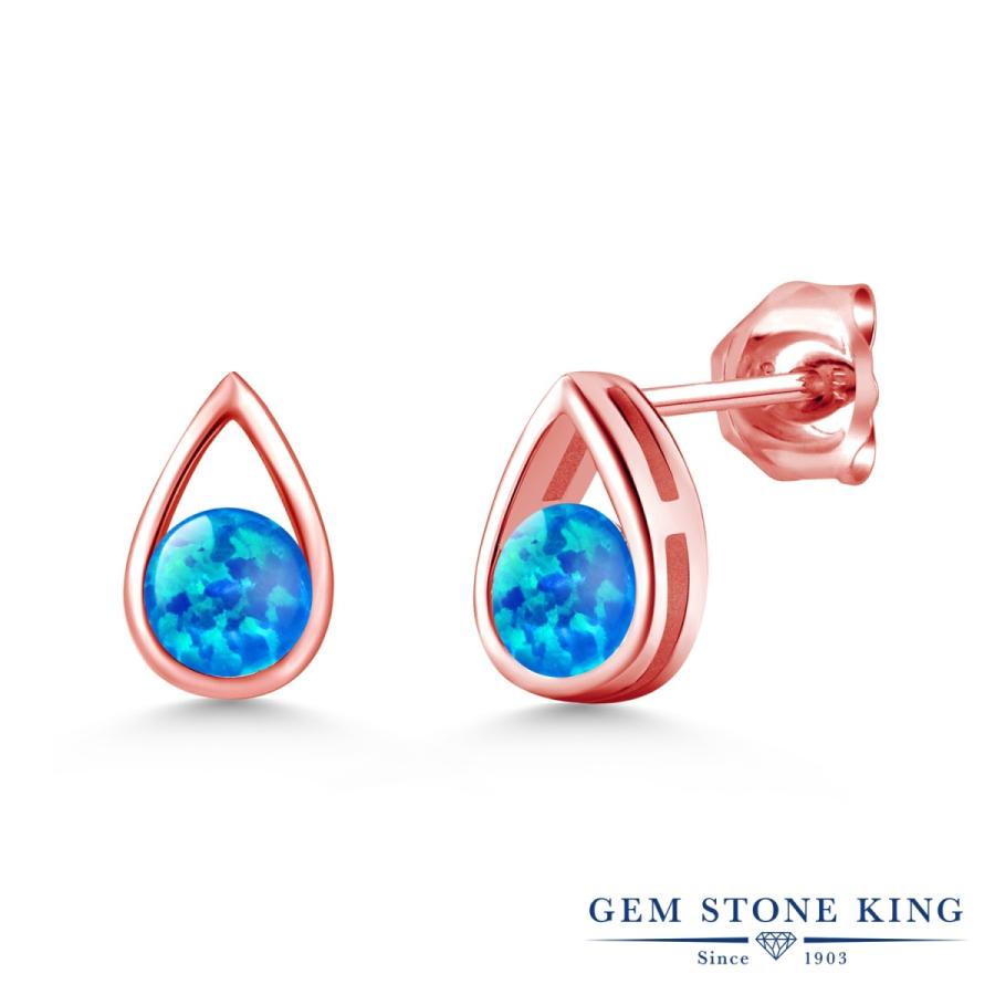 シミュレイテッド ブルーオパール ピアス レディース ピンクゴールド 加工 10月 誕生石 お守り 誕生日プレゼント 女性 アレルギー対応 ブランド
