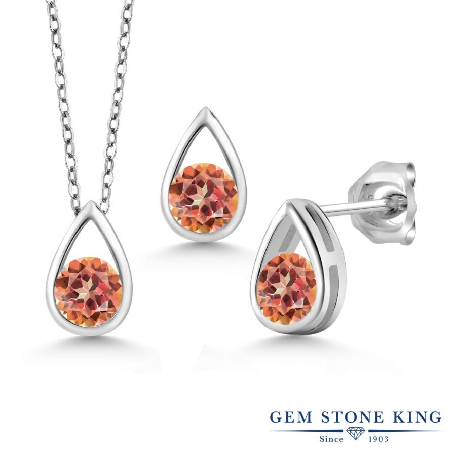 天然 ミスティック トパーズ ネックレス ピアス セット レディース 天然石 お守り