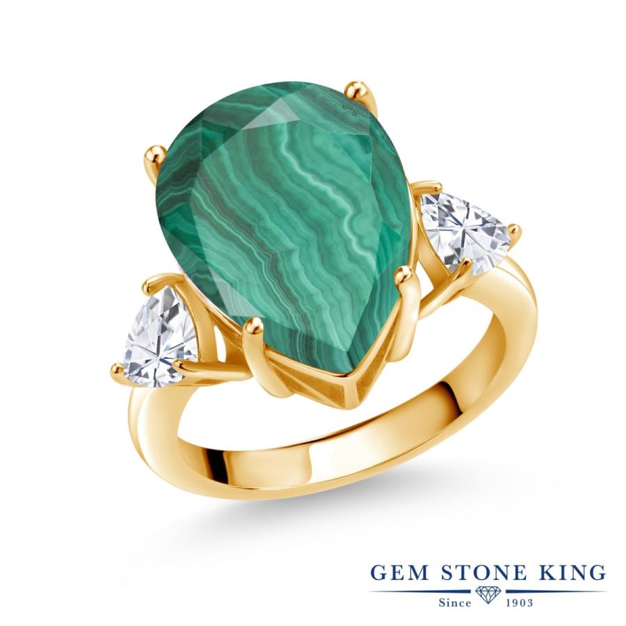 天然 マラカイト リング レディース 指輪 イエローゴールド 加工 天然石 お守り ブランド