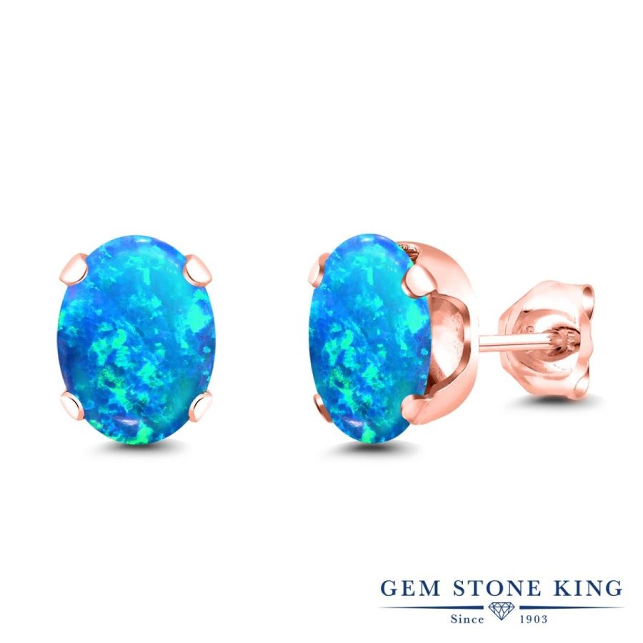 シミュレイテッド ブルーオパール ピアス レディース ピンクゴールド 加工 10月 誕生石 お守り 誕生日プレゼント 女性 アレルギー対応 ブランド