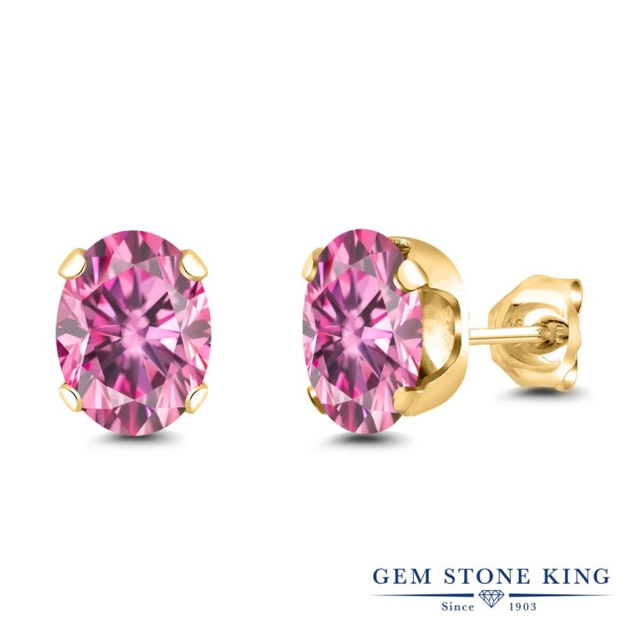 ピンク モアサナイト ピアス レディース イエローゴールド 加工 プレゼント 女性 アレルギー対応 ブランド