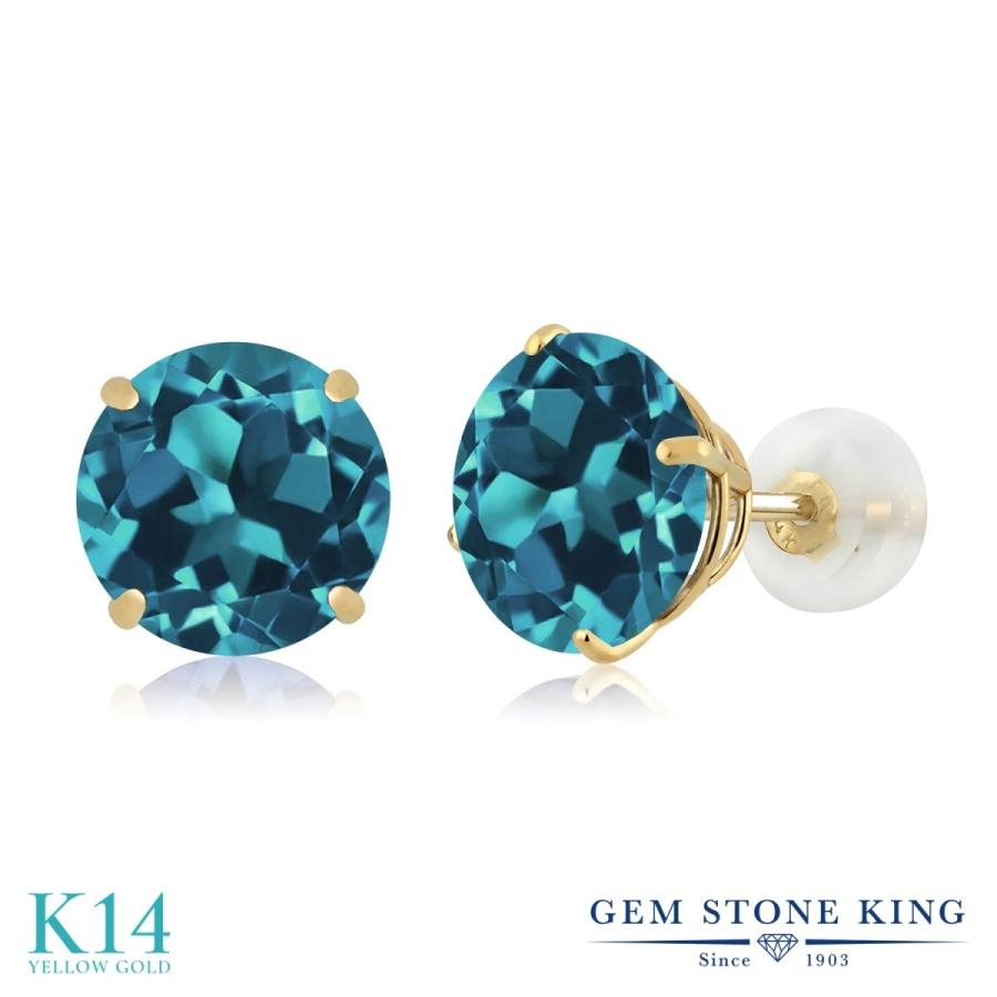 天然 ロンドンブルートパーズ ピアス レディース 14金 イエローゴールド 天然石 11月 誕生石 お守り 誕生日プレゼント 女性 アレルギー対応 ブランド