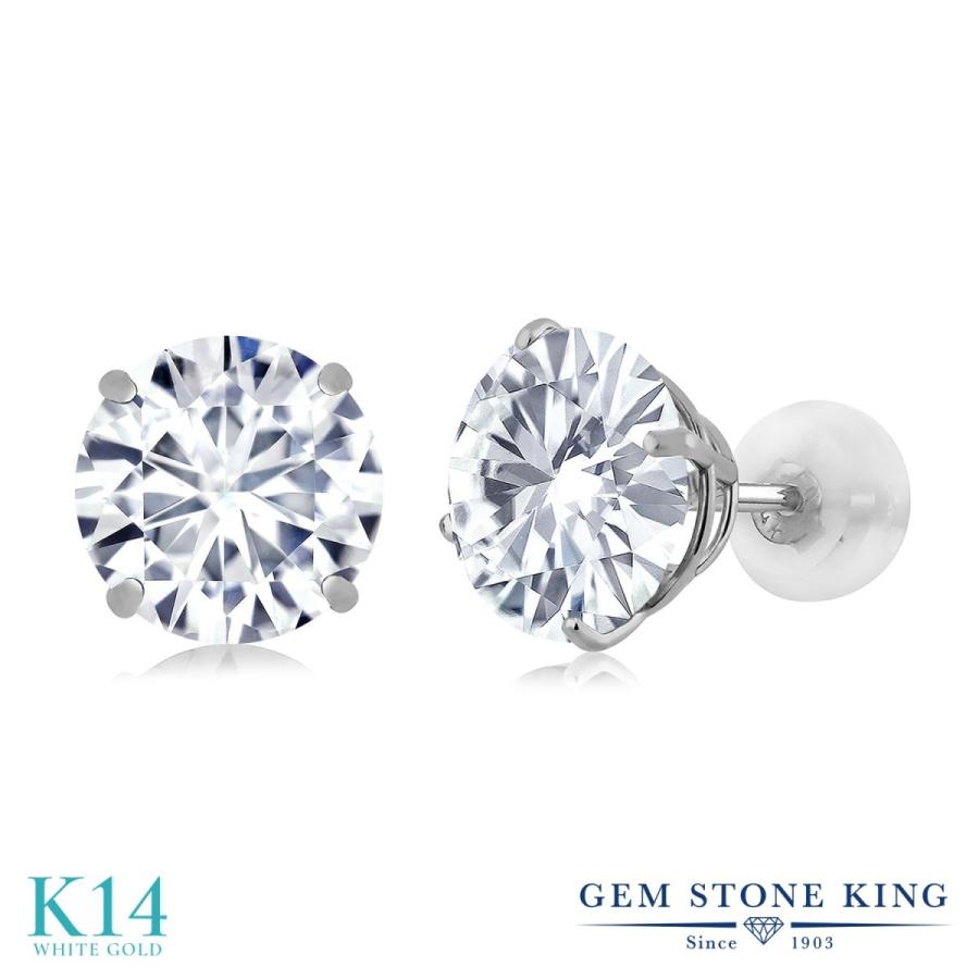 ピアス レディース モアサナイト Forever One GHI 14金 ホワイトゴールド プレゼント 女性 ブランド