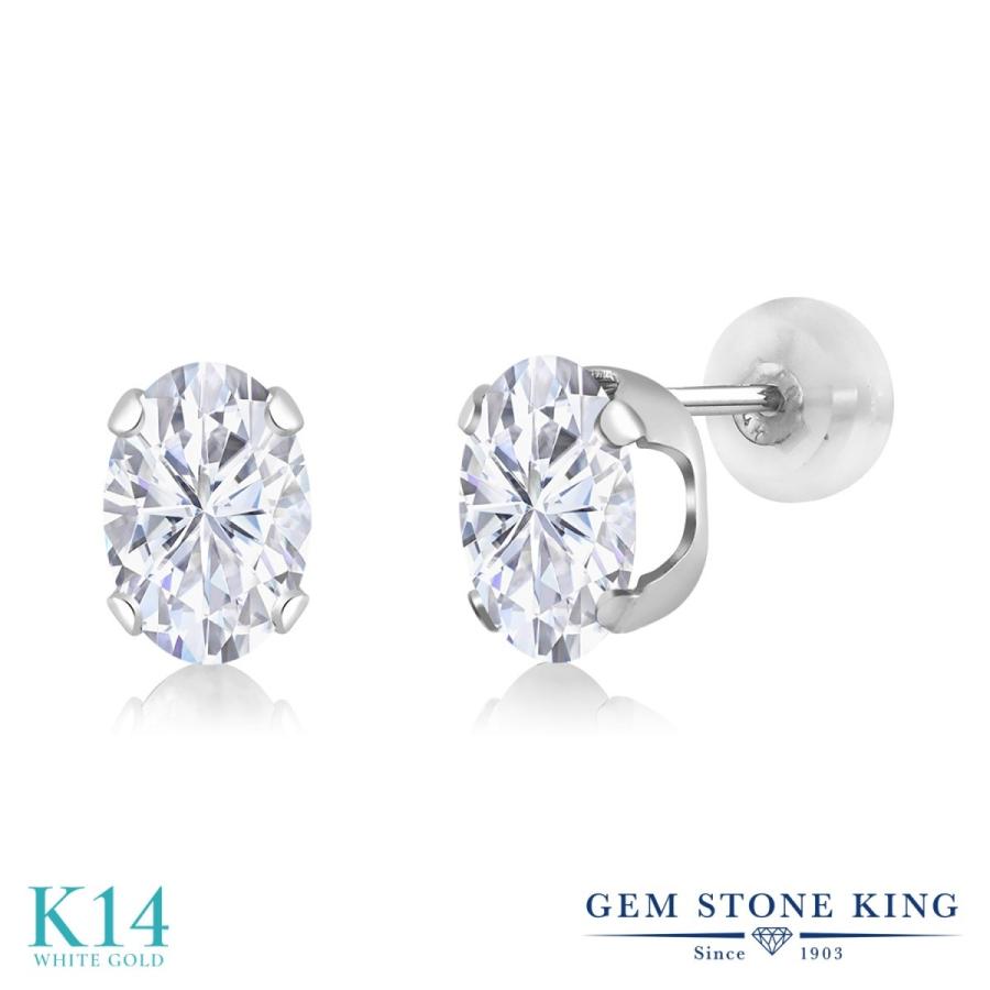 ピアス レディース モアサナイト Forever One GHI 14金 ホワイトゴールド プレゼント 女性 ブランド