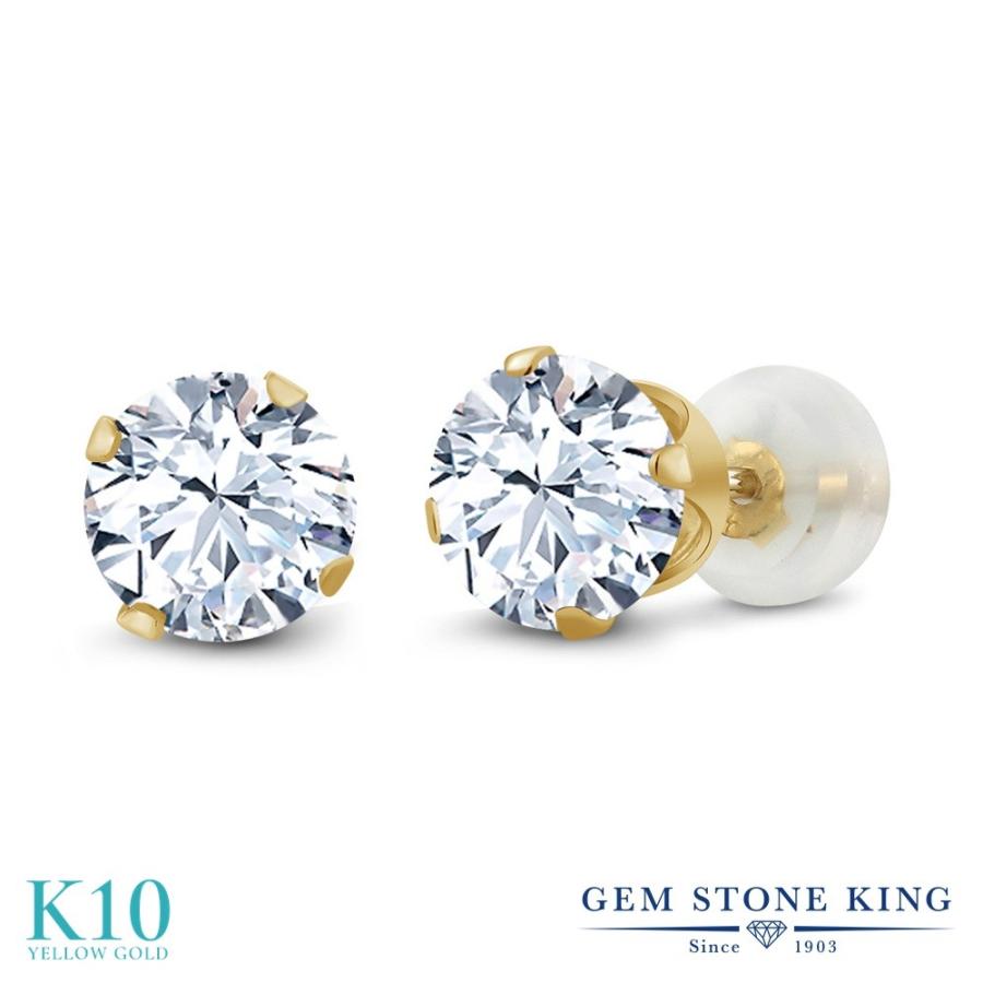 ホワイト ジルコニア ピアス レディース 10金 イエローゴールド CZ プレゼント 女性 アレルギー対応 ブランド