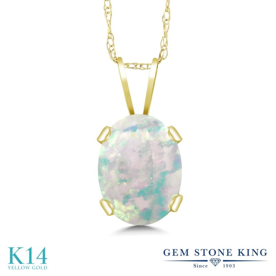 シミュレイテッド ホワイトオパール ネックレス レディース 14金 イエローゴールド 10月 誕生石 お守り 誕生日プレゼント 女性 ブランド
