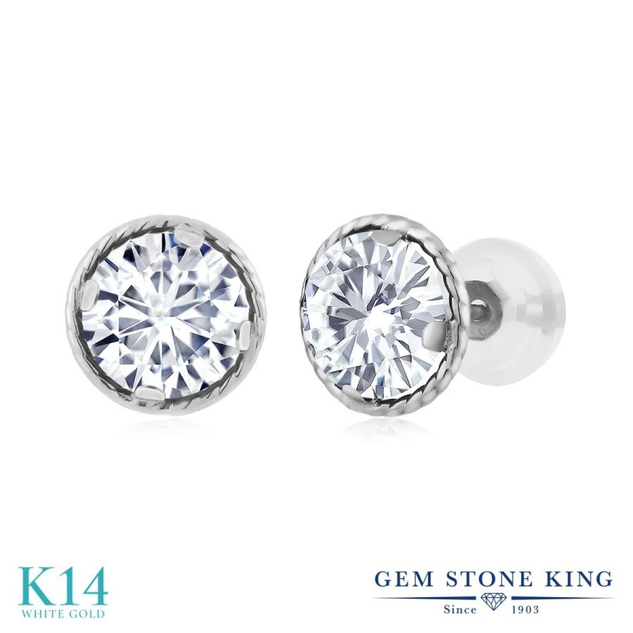 ピアス レディース モアサナイト Forever One GHI 14金 ホワイトゴールド プレゼント 女性 ブランド