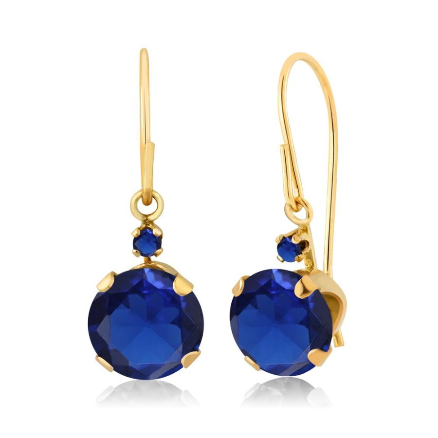 シンセティック サファイア ピアス レディース 14金 イエローゴールド 9月 誕生石 お守り 誕生日プレゼント 女性 アレルギー対応 ブランド 揺れる