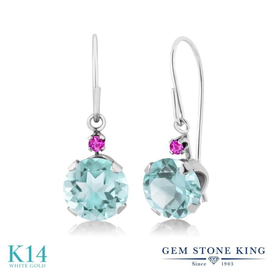 天然 スカイブルートパーズ ピアス レディース 14金 ホワイトゴールド 天然石 11月 誕生石 お守り 誕生日プレゼント 女性 アレルギー対応 ブランド 揺れる