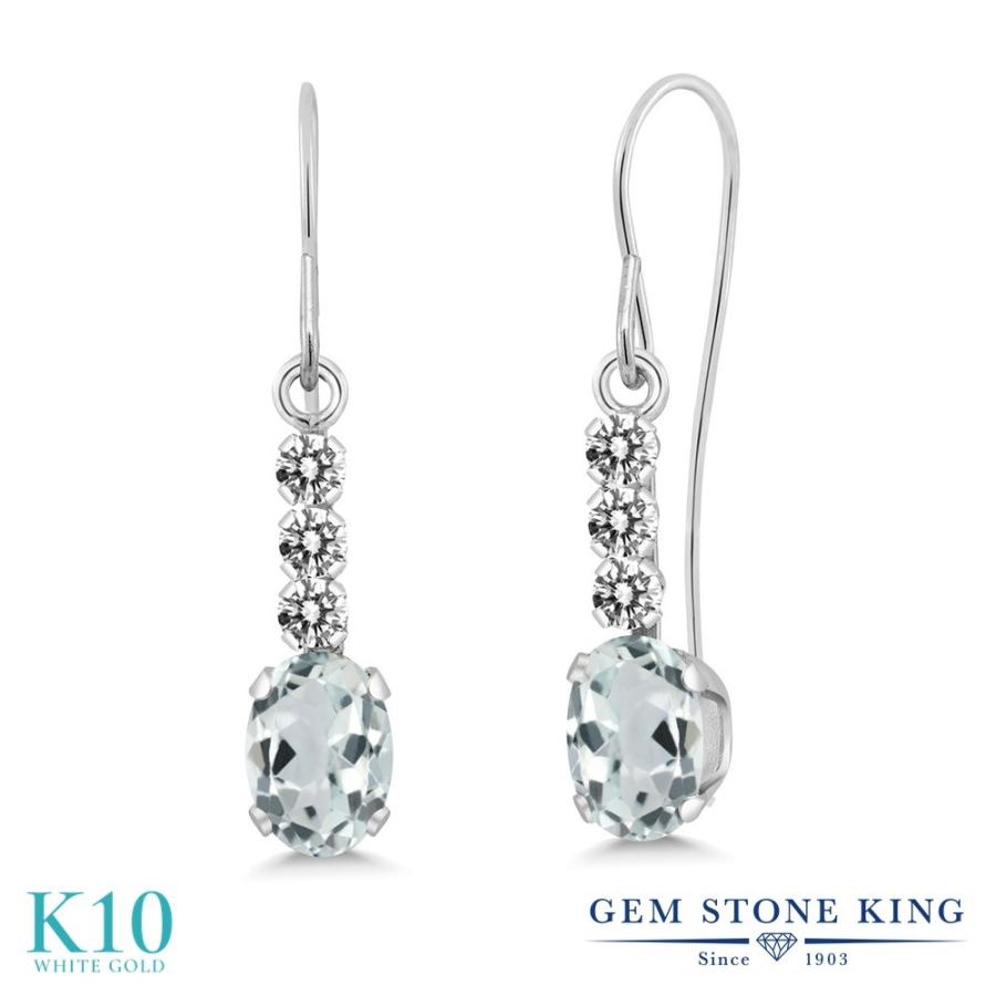 天然 アクアマリン ピアス レディース 10金 ホワイトゴールド 天然石 3月 誕生石 お守り 誕生日プレゼント 女性 アレルギー対応 ブランド 揺れる