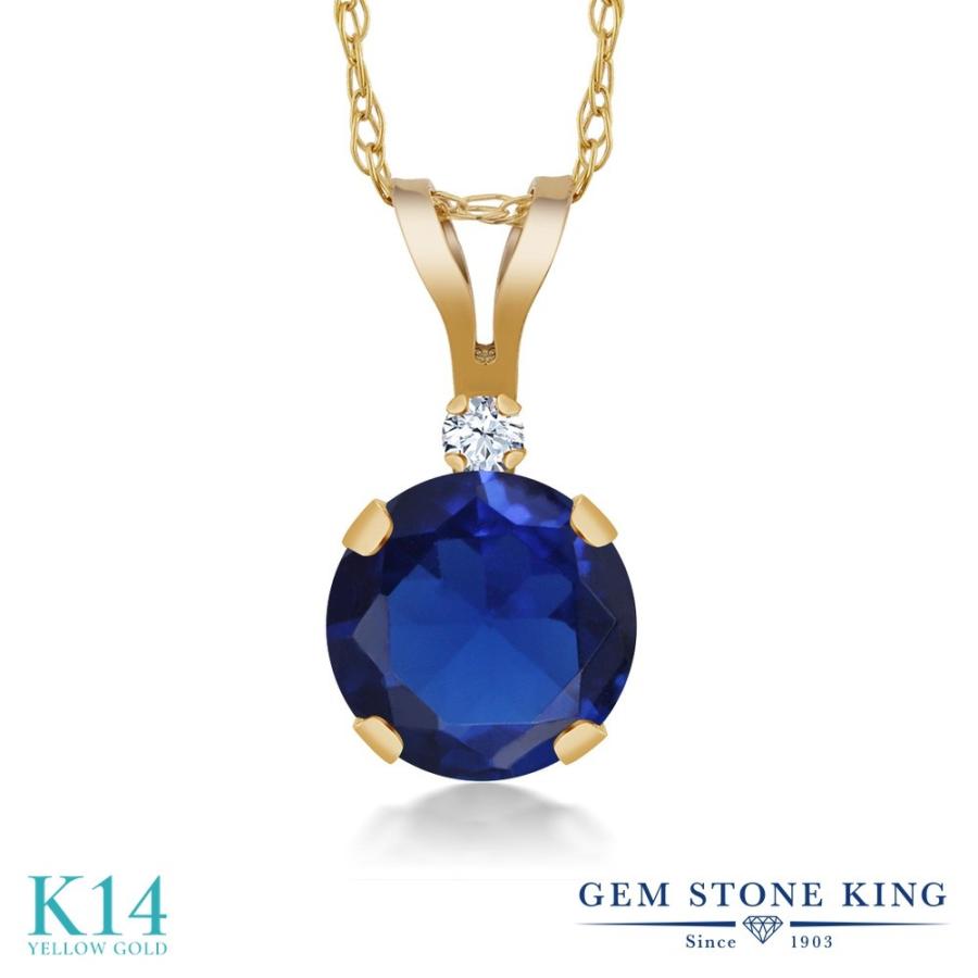 シンセティック サファイア ネックレス レディース 14金 イエローゴールド 9月 誕生石 お守り 誕生日プレゼント 女性 ブランド