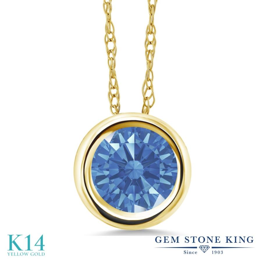ファンシーブルー ジルコニア ネックレス レディース 14金 イエローゴールド CZ プレゼント 女性 ブランド