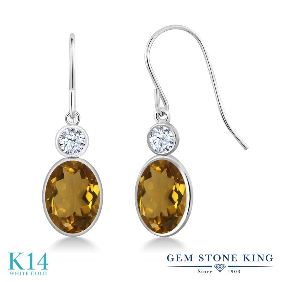 天然 クオーツ(石英) ピアス レディース 14金 ホワイトゴールド 天然石 お守り アレルギー対応 ブランド 揺れる