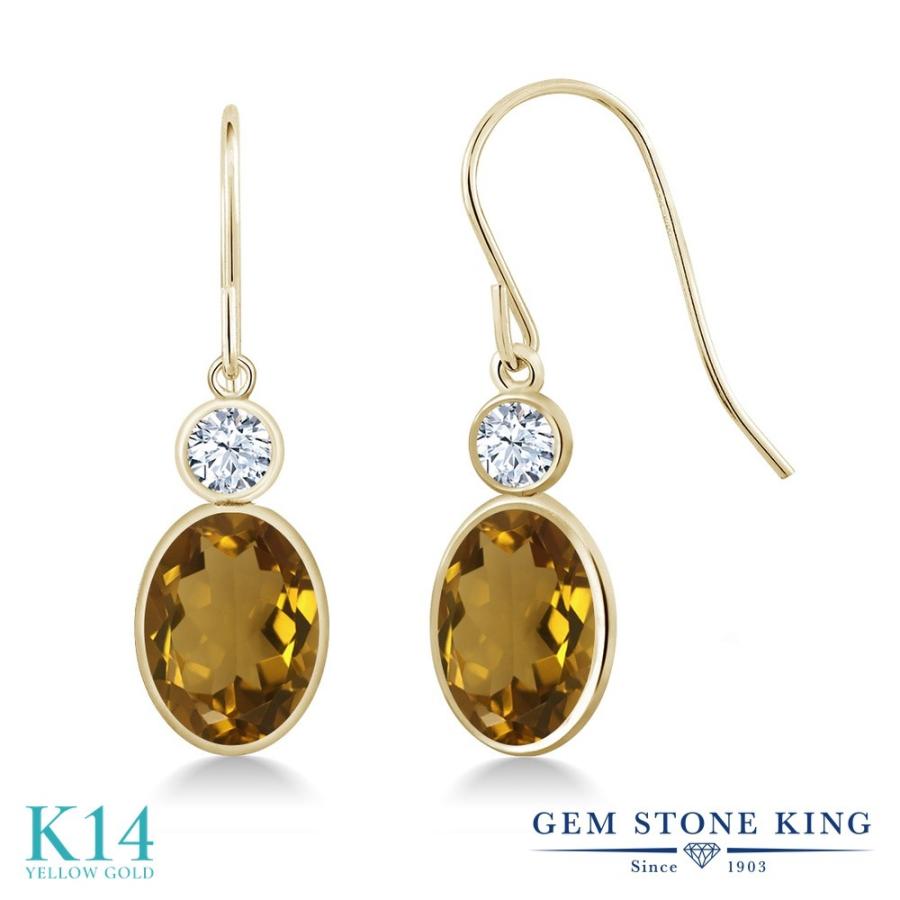 天然 クオーツ(石英) ピアス レディース 14金 イエローゴールド 天然石 お守り アレルギー対応 ブランド 揺れる