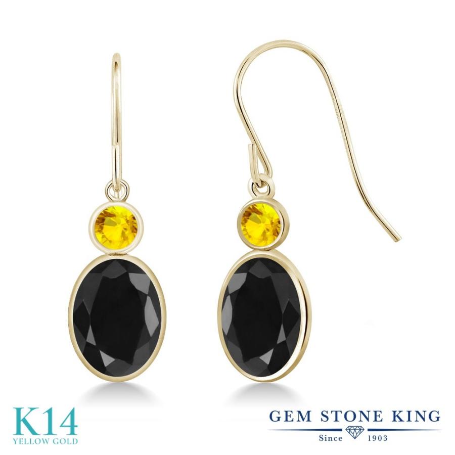 新版 天然 ブラックサファイア ピアス レディース 14金 イエローゴールド 大粒 ぶら下がり 揺れる 天然石 9月 誕生石 金属アレルギー対応 お1人様1点限り Vivabicho Org