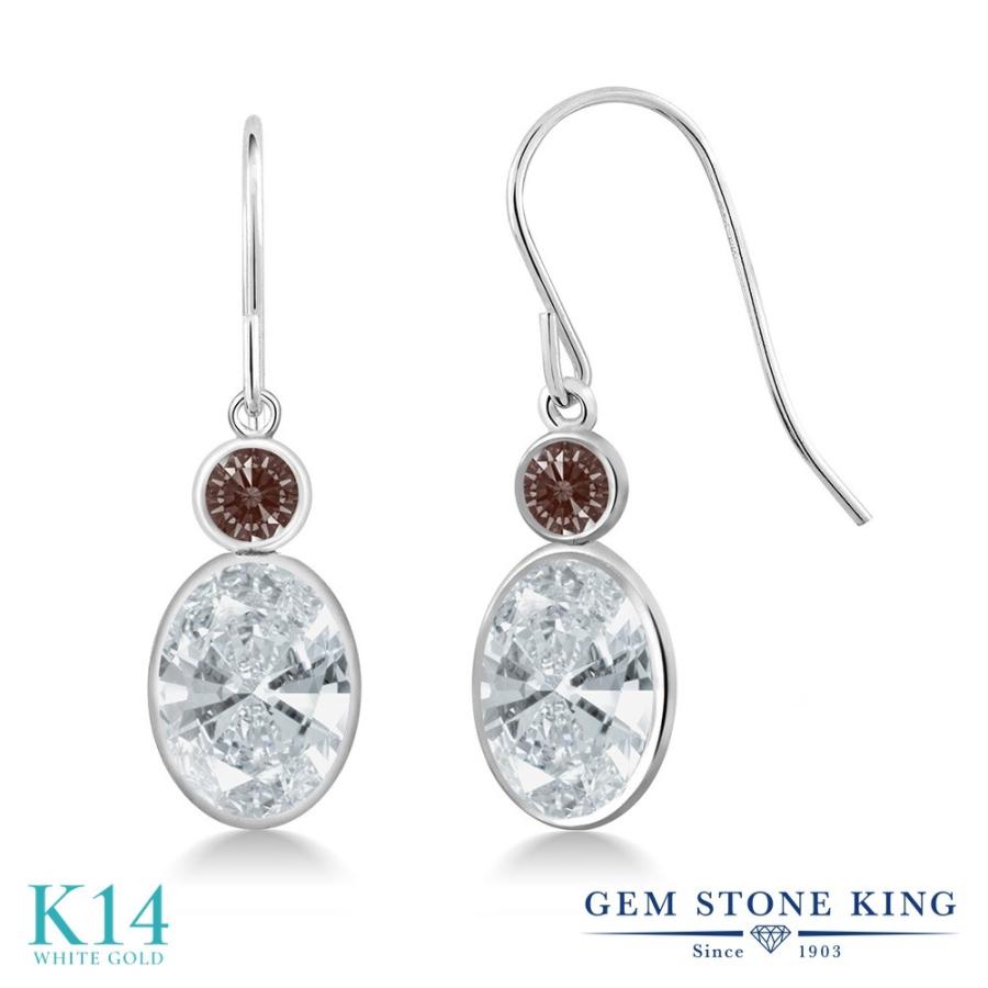 ホワイト ジルコニア ピアス レディース 14金 ホワイトゴールド CZ プレゼント 女性 アレルギー対応 ブランド 揺れる