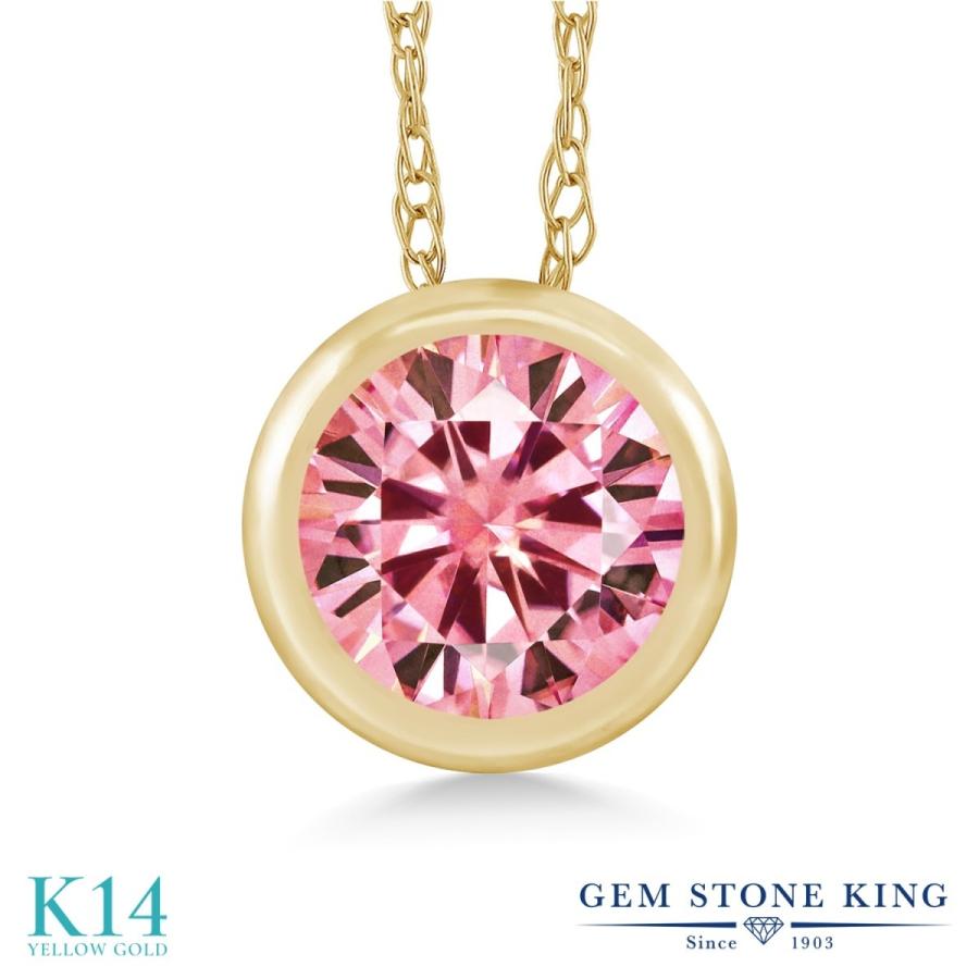 ピンク モアサナイト ネックレス レディース 14金 イエローゴールド プレゼント 女性 ブランド