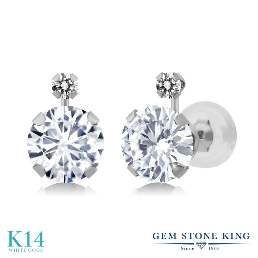 ピアス レディース モアサナイト Forever One GHI 14金 ホワイトゴールド プレゼント 女性 ブランド