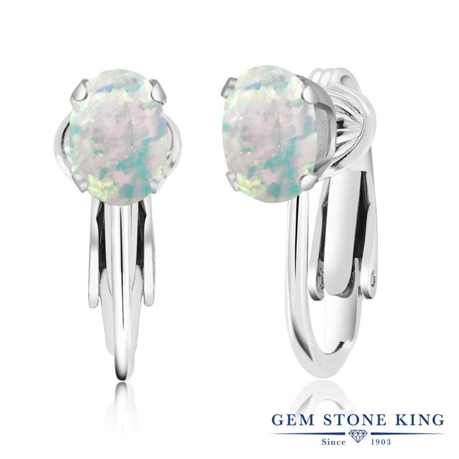 シミュレイテッド ホワイトオパール イヤリング レディース ノンホールピアス 10月 誕生石 お守り 誕生日プレゼント 女性 40代 50代 アレルギー対応