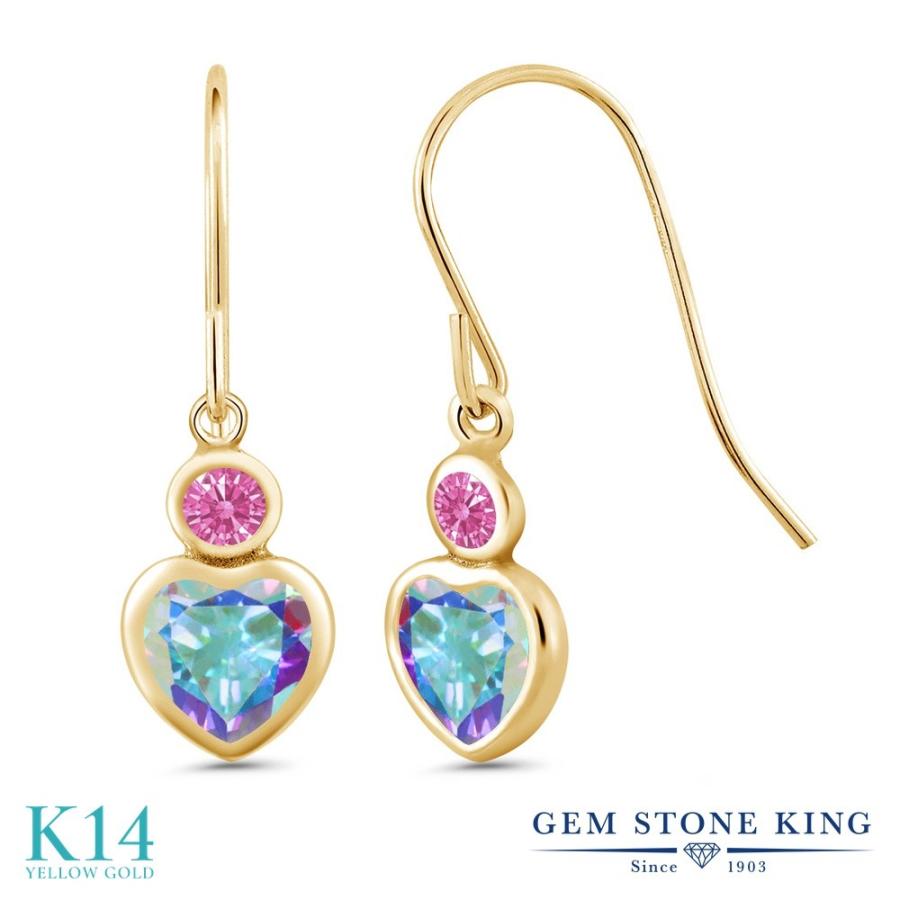 天然 ミスティック トパーズ ピアス レディース 14金 イエローゴールド 天然石 お守り アレルギー対応 ブランド 揺れる