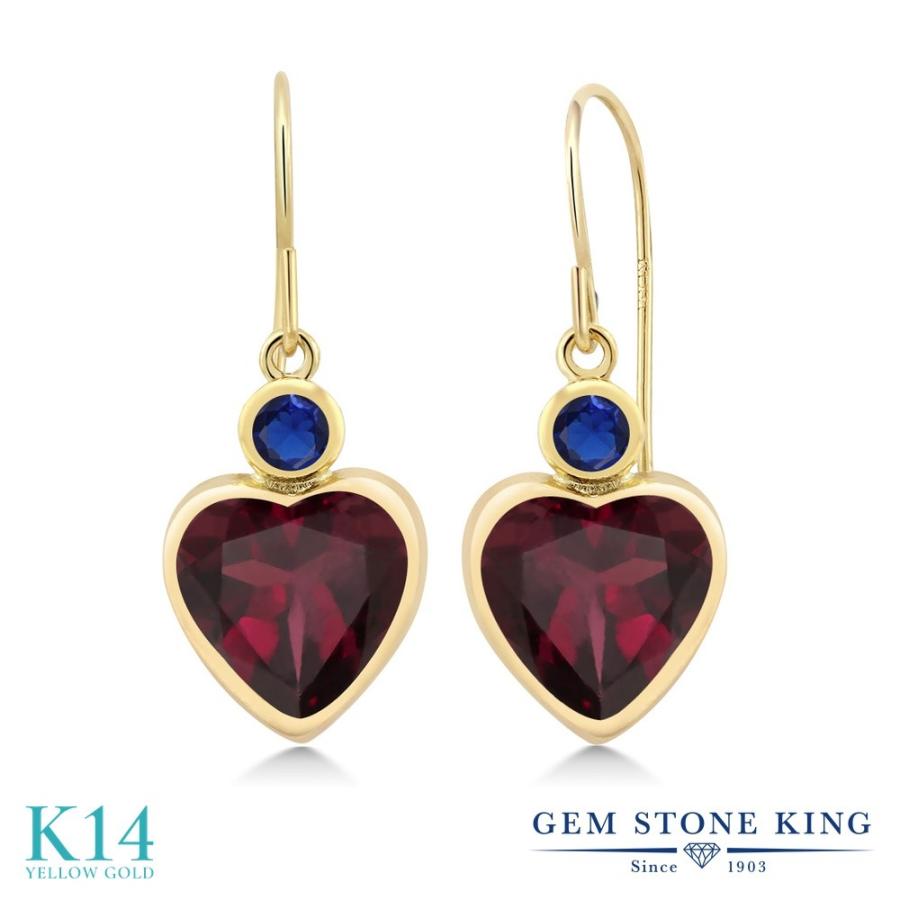 天然 ロードライト ガーネット ピアス レディース 14金 イエローゴールド 天然石 お守り アレルギー対応 ブランド 揺れる