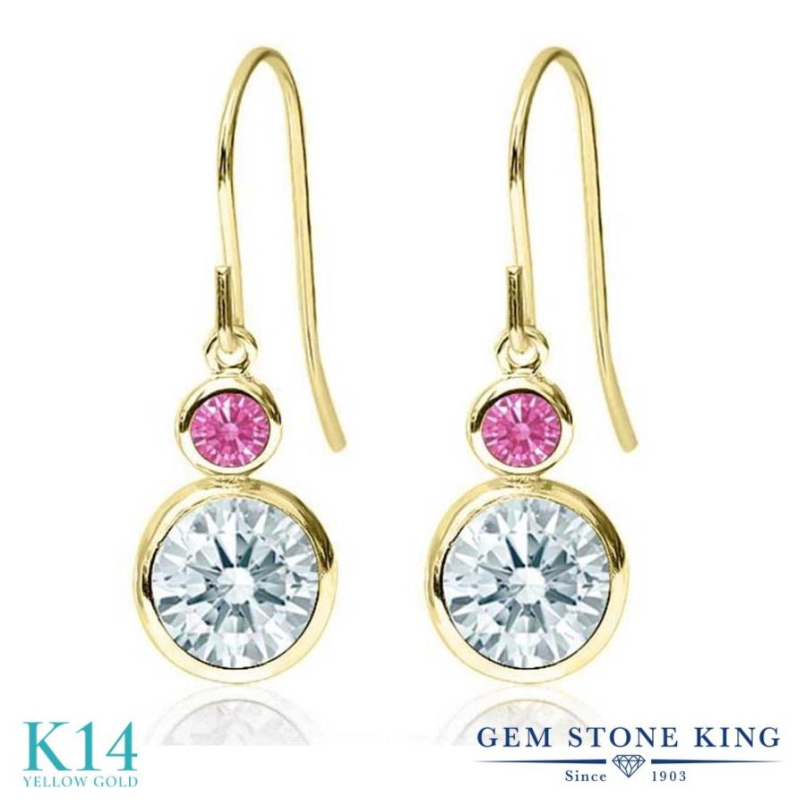 ホワイト ジルコニア ピアス レディース 14金 イエローゴールド CZ プレゼント 女性 アレルギー対応 ブランド 揺れる