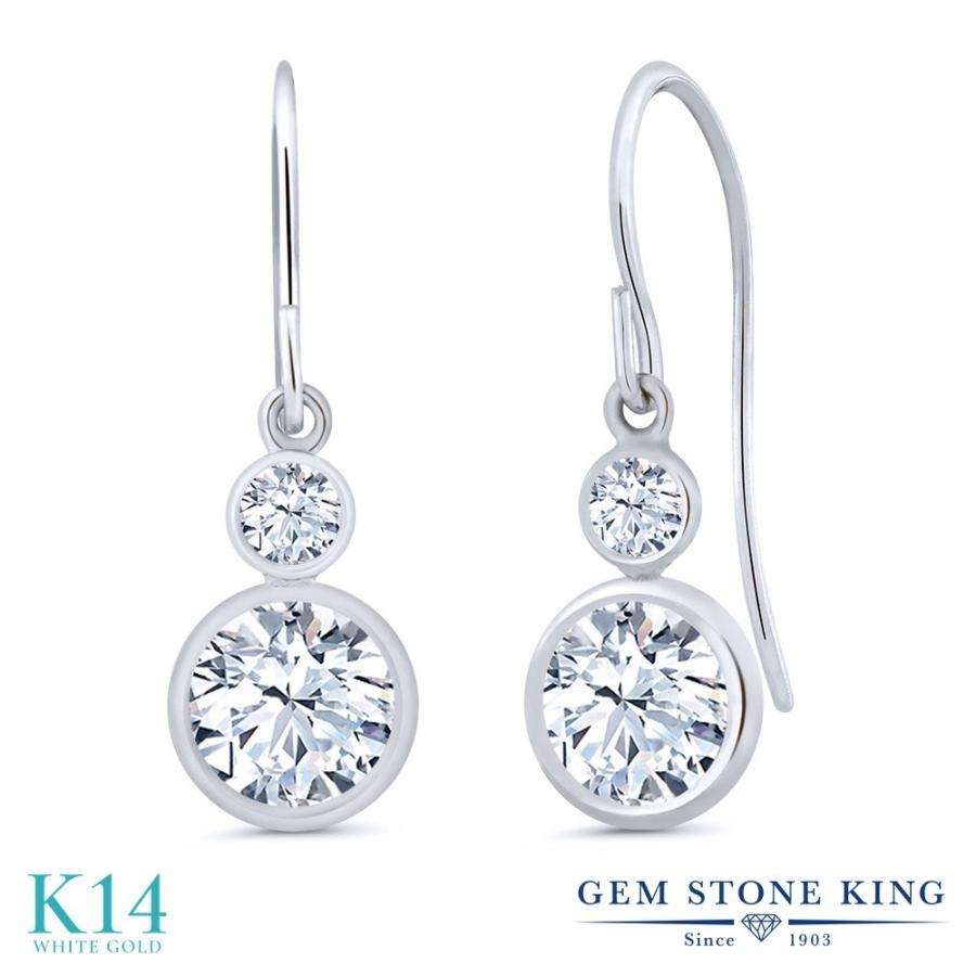 シンセティック ホワイトサファイア ピアス レディース 14金 ホワイトゴールド 9月 誕生石 お守り 誕生日プレゼント 女性 アレルギー対応 ブランド 揺れる