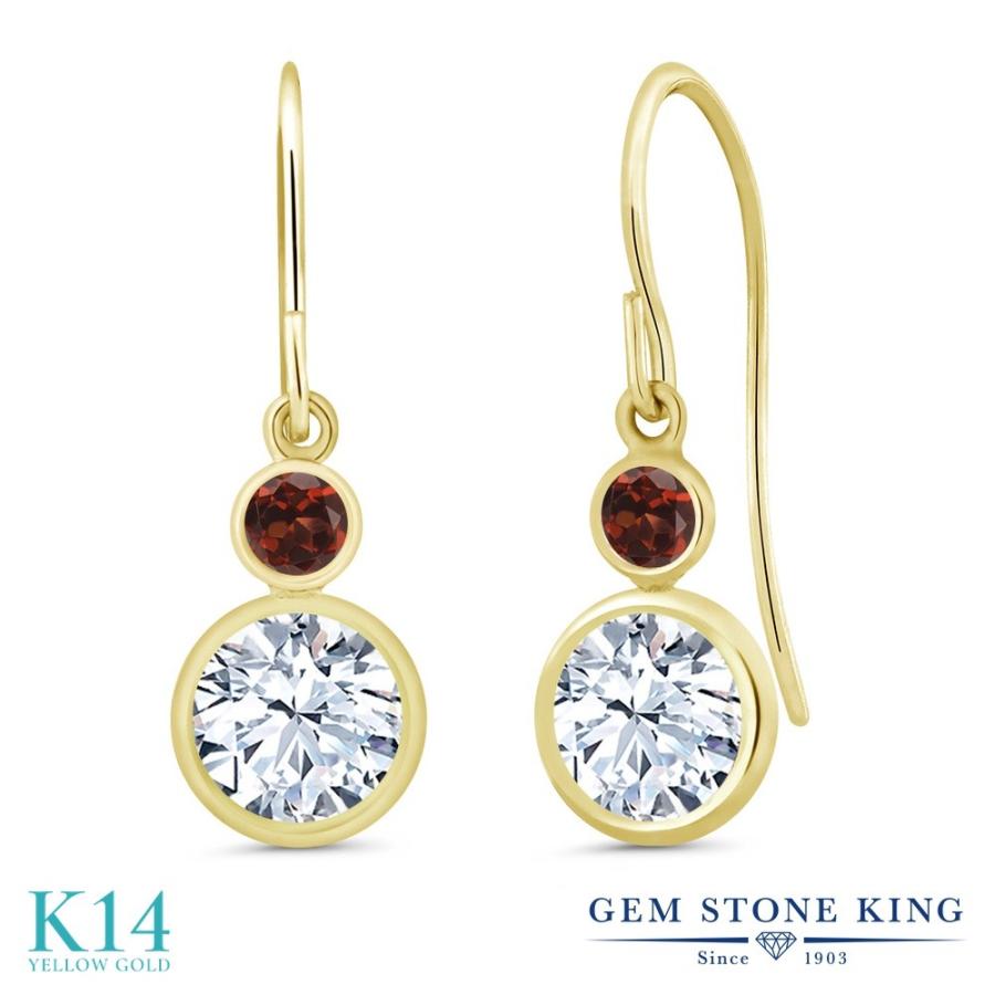 シンセティック ホワイトサファイア ピアス レディース 14金 イエローゴールド 9月 誕生石 お守り 誕生日プレゼント 女性 アレルギー対応 ブランド 揺れる