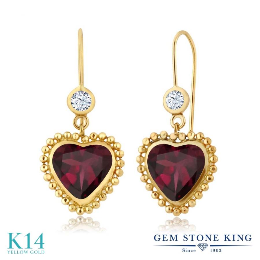 天然 ロードライト ガーネット ピアス レディース 14金 イエローゴールド 天然石 お守り アレルギー対応 ブランド 揺れる