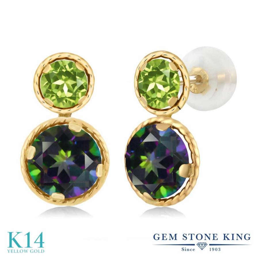 天然 ミスティック トパーズ ピアス レディース 14金 イエローゴールド 天然石 お守り アレルギー対応 ブランド
