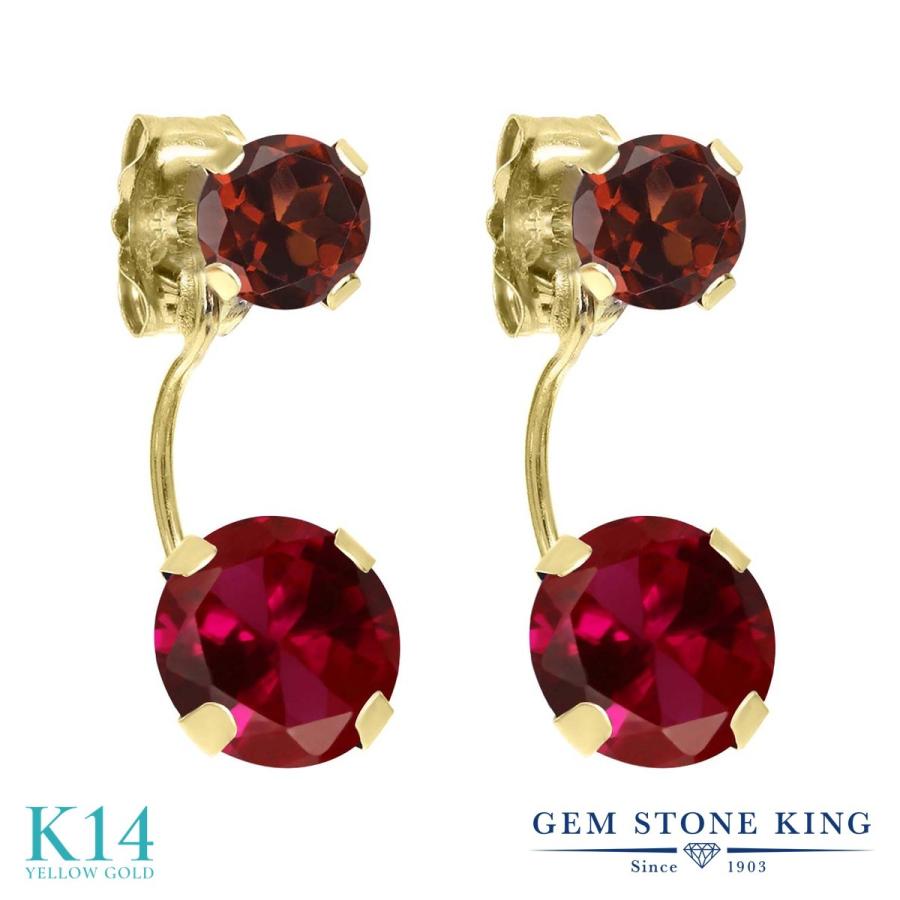 シンセティック ルビー ピアス レディース 14金 イエローゴールド 7月 誕生石 お守り 誕生日プレゼント 女性 アレルギー対応 ブランド