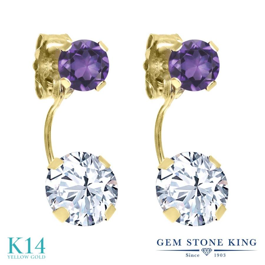 ホワイト ジルコニア ピアス レディース 14金 イエローゴールド CZ プレゼント 女性 アレルギー対応 ブランド