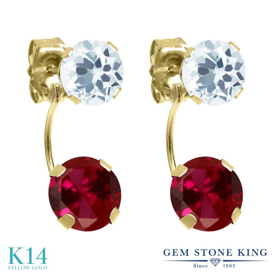 シンセティック ルビー ピアス レディース 14金 イエローゴールド 7月 誕生石 お守り 誕生日プレゼント 女性 アレルギー対応 ブランド