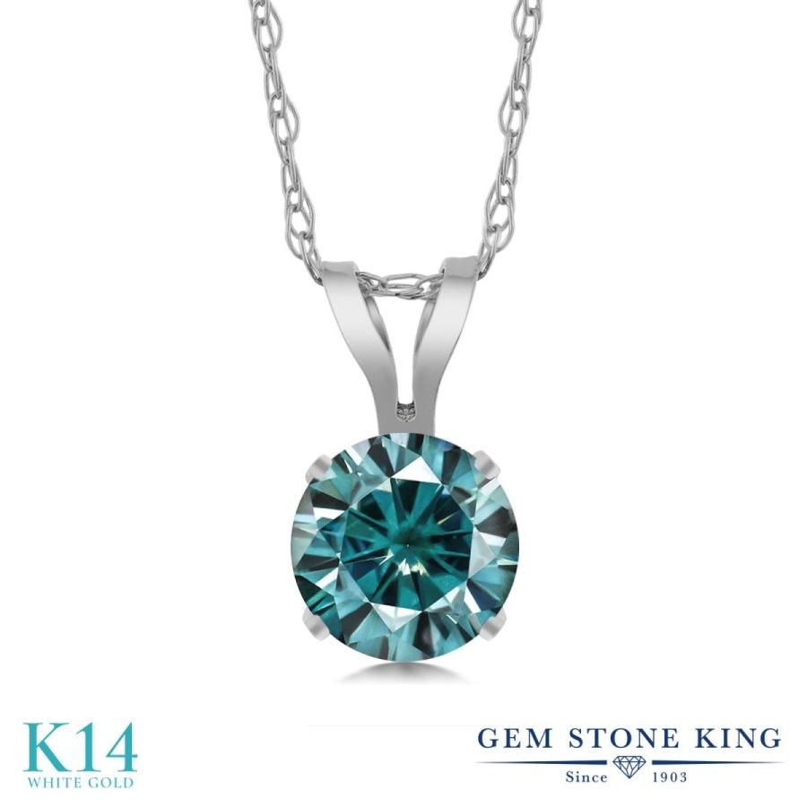 ブルー モアサナイト ネックレス レディース 14金 ホワイトゴールド プレゼント 女性 ブランド