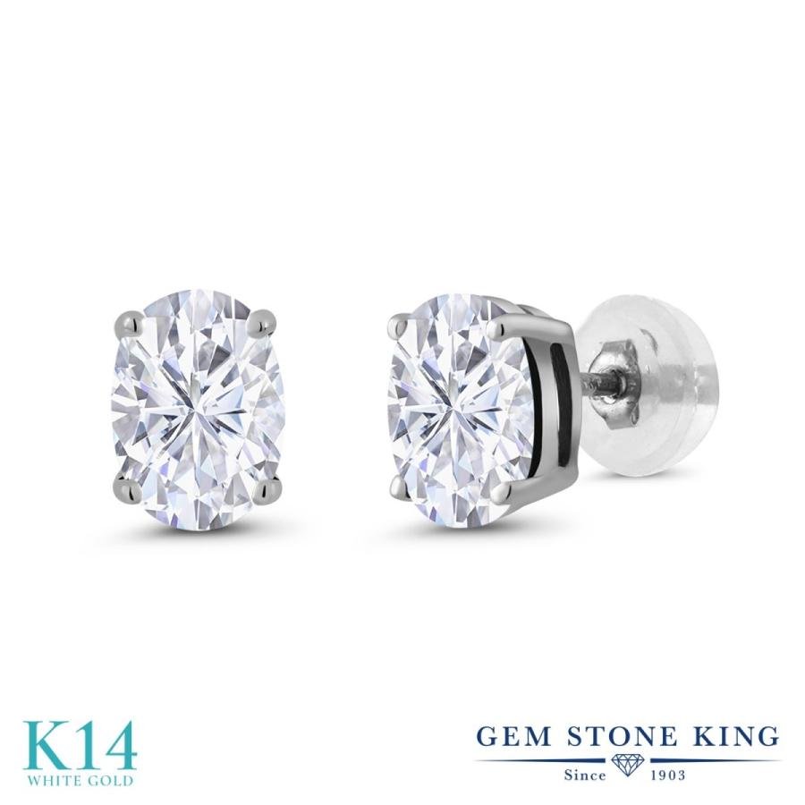 ピアス レディース モアサナイト Forever One GHI 14金 ホワイトゴールド プレゼント 女性 ブランド(83930円)