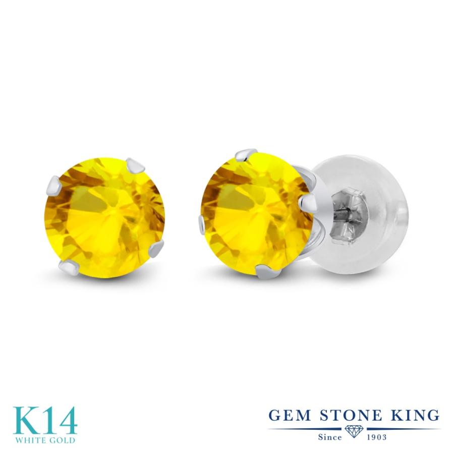 天然 イエローサファイア ピアス レディース 14金 ホワイトゴールド 天然石 9月 誕生石 お守り 誕生日プレゼント 女性 アレルギー対応 ブランド