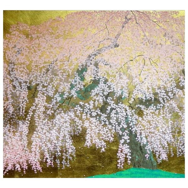 中島 千波 光善寺の枝垂れ桜 200部限定 シルクスクリーン+本金箔 新品