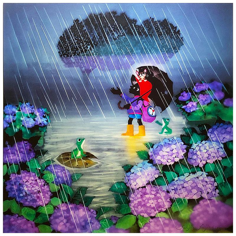 藤城清治【あじさいと少年】限定250部／DXリトグラフ／版画