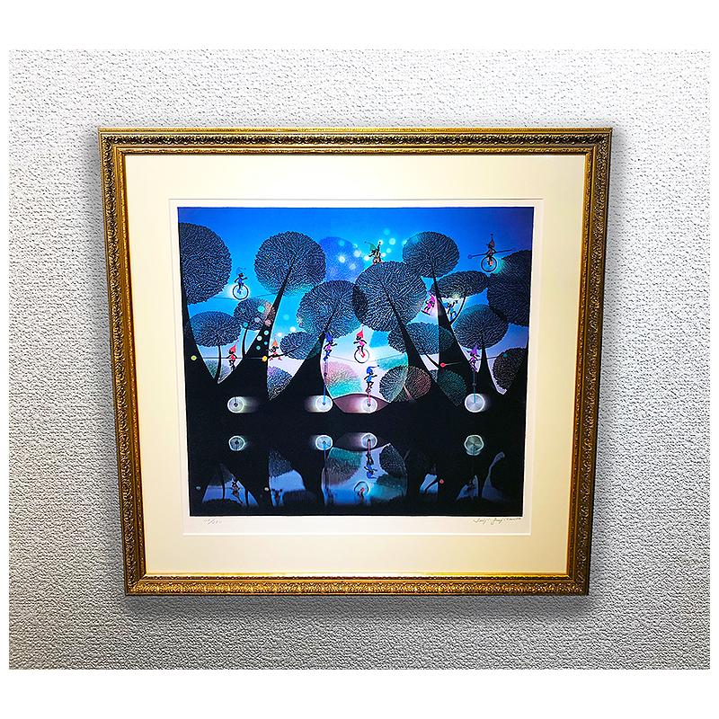 藤城清治【こびとの楽園】限定250部／リトグラフ／版画／直筆サイン／新品額装／上代40万円 【月夜】