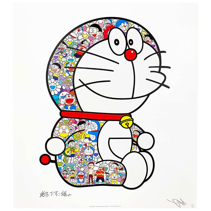 村上隆 × おすわりドラえもん「えへへ」限定枚数300部 ポスター作品 村上隆「おすわりドラえもん「えへへ」」オフセットプリント