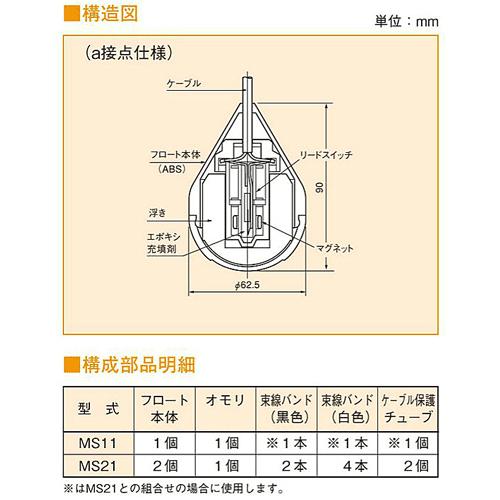 新明和 ミニスイッチ MS−11 13mコード付 液面制御フロート 